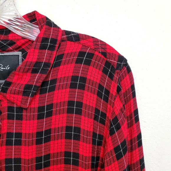 Rails Hunter button-down twill plaid shirt D - Picture 2 of 11